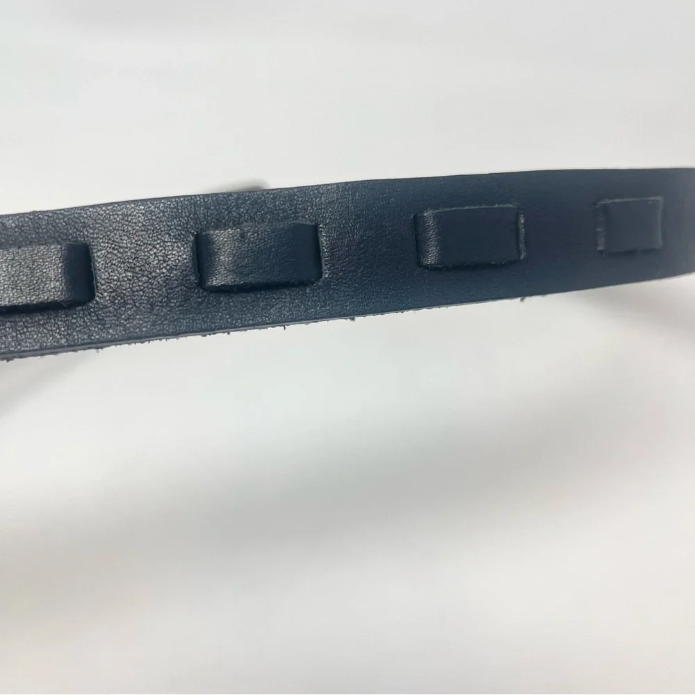 Leather‎ Woven Geometric Contemporary Black Belt w/ Silver Toned Buckle